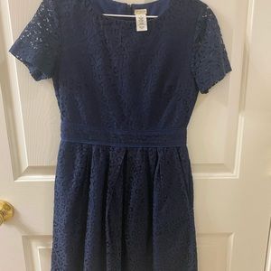 J. Crew Crewcuts Girls Navy Eyelet Lace Dress- Size 14 NWOT